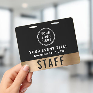 Luxe Logo Zwart Gouden Toegangskaart Evenement Badge