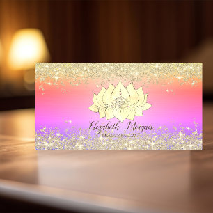 Luxe Lotus Bloem Goud Glitter Stof Ombre Visitekaartje