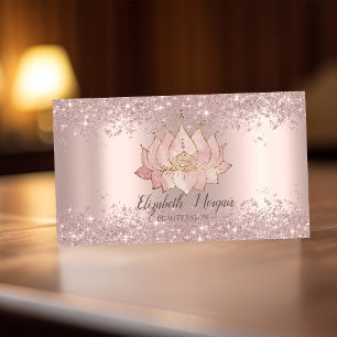 Luxe Lotus Bloem Roze Goud Glitter Stof Visitekaartje