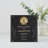Luxe Lotus Bruiloft Uitnodiging Goud (Staand voorkant)