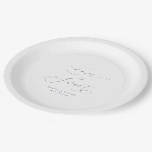 Luxe "Love Is Sweet" bruiloft Papieren Bordje (Gekanteld)