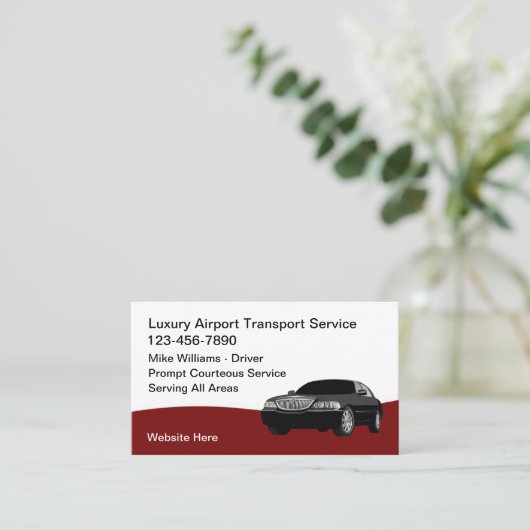Luxe luchthavenvervoer Taxi Car Service Visitekaartje (Staand voorkant)