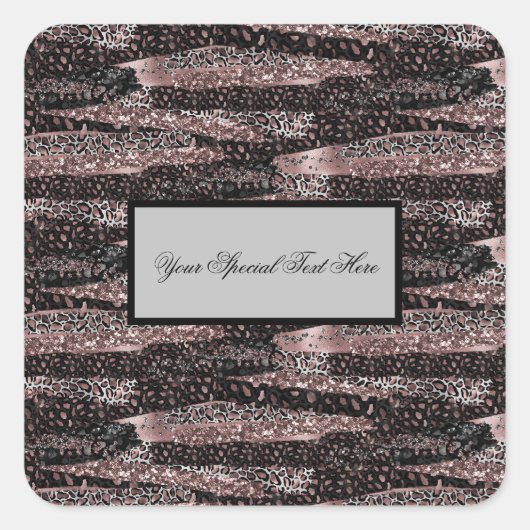Luxe luipaard, glitter & glanzend Abstract voor I. Vierkante Sticker (Voorkant)