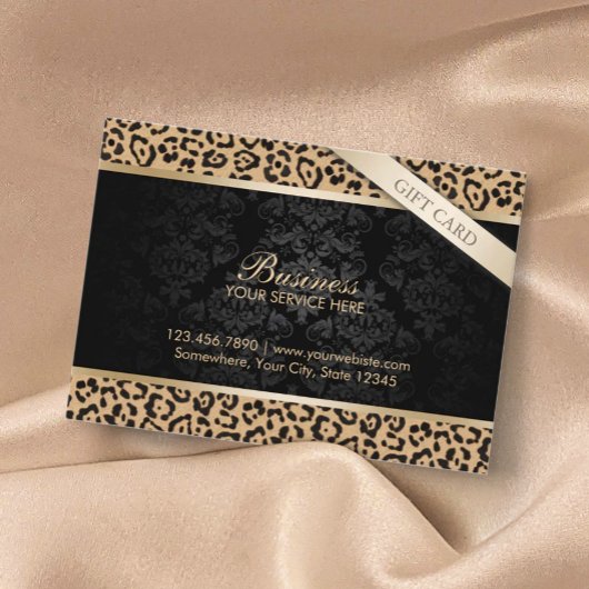 Luxe luipaard print & damast cadeaubonnen kortingskaartje
