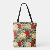 Luxe Luipaard & Rode Roos Patroon Tote Bag (Achterkant)