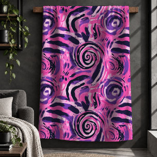 Luxe Luipaard Tijger Magenta Heet Roze Dekbed Desi Sherpa Deken