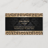 Luxe Luipaard Zwart Damast Schoonheidssalon Visitekaartje (Achterkant)