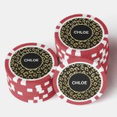 Luxe luipaard zwart goud naam poker chips (Opstapeling)