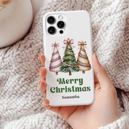 Luxe luipaardpatroon kerstbomen aangepaste naam Case-Mate iPhone case