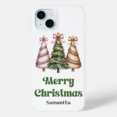 Luxe luipaardpatroon kerstbomen aangepaste naam Case-Mate iPhone case (Achterkant)