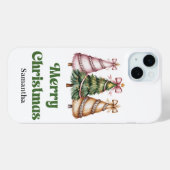 Luxe luipaardpatroon kerstbomen aangepaste naam Case-Mate iPhone case (Achterkant (horizontaal))