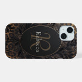 Luxe Luipaardprint Achtergrond Met Naam iPhone 15 Case (Achterkant horizontaal)