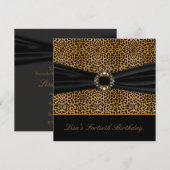 Luxe luipaardvrouwen 40e verjaardagsfeest kaart (Voorkant / Achterkant)