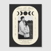 Luxe maan zwart & crème maanfase Save The Date (Voorkant)