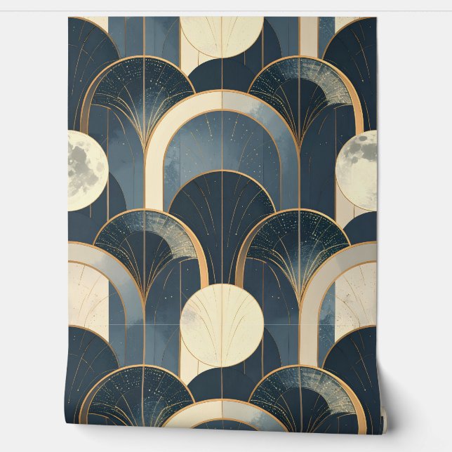 Luxe Maanfase Geometrische Textuur, Behang (Afrollen)