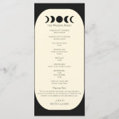 Luxe Maanfase Huwelijksprogramma Zwart Crème Menu (Achterkant)