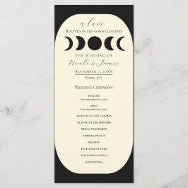 Luxe Maanfase Huwelijksprogramma Zwart Crème Menu