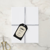 Luxe Maanfase Zwart & Crème Trouw  Cadeaulabel (Met Touw)