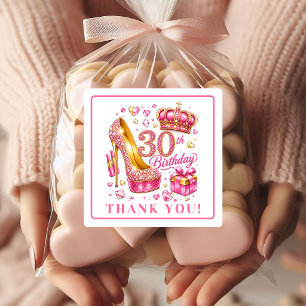 Luxe Magenta Goud Glitter 30e Verjaardagsstickers Vierkante Sticker