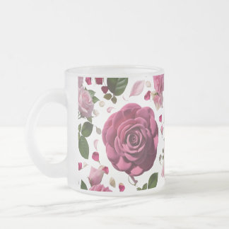 Luxe Magenta Roos Matglazen Mok | Premium