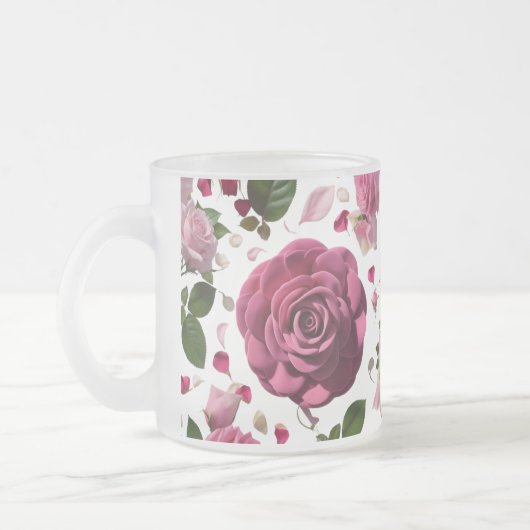 Luxe Magenta Roos Matglazen Mok | Premium (Links)