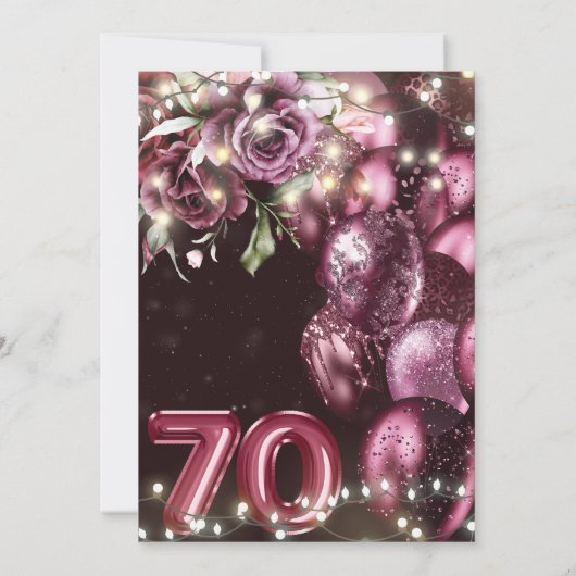 Luxe magenta wijn Volwassene 70e verjaardag Kaart (Achterkant)