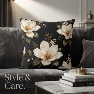 Luxe Magnolia Bloem Naadloos Patroon Kunstwerk Kussen