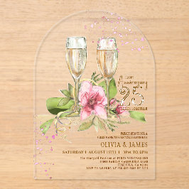 Luxe Magnolia Waterverf Acryl Jubileum Uitnodigingen