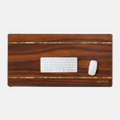 Luxe Mahonie hout textuur goud accent Bureaumat (Keyboard & Muis)