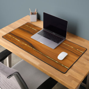Luxe Mahonie houten textuur 2 gouden accent Bureaumat