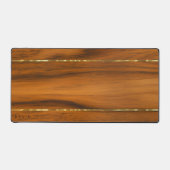 Luxe Mahonie houten textuur 2 gouden accent Bureaumat (Voorkant)