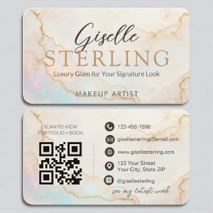 Luxe make-up artist Pearl Opal Gold Script Visitekaartje
