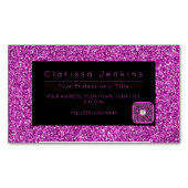 Luxe make-up artist zwart en roze glitter magnetisch visitekaartje (Voorkant)