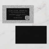 Luxe make-up artist zwart en zilver glitter visitekaartje (Voorkant / Achterkant)