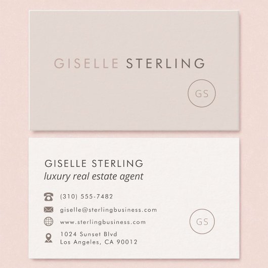 Luxe makelaar Blush Pink Minimalist Visitekaartje