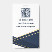 Luxe makelaar businesskaart Navy Goud Badge (Achterkant)