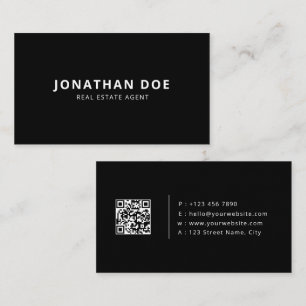 Luxe Makelaar Elegante Zwarte QR-code  Visitekaartje