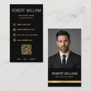 Luxe Makelaar in onroerend goed Black Gold QR-foto Visitekaartje