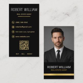 Luxe Makelaar in onroerend goed Black Gold QR-foto Visitekaartje