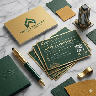 Luxe Makelaar in Onroerend Goed Groen Gouden Visit Visitekaartje