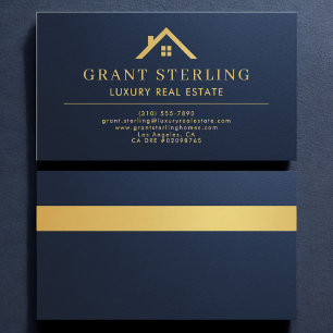 Luxe Makelaar in Onroerend Goed Navy Blauwe Goud Visitekaartje