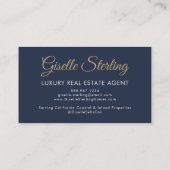 Luxe makelaar Navy Blue Gold QR-code Visitekaartje (Achterkant)