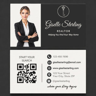 Luxe Makelaar Neutrale Foto QR-code Visitekaartje