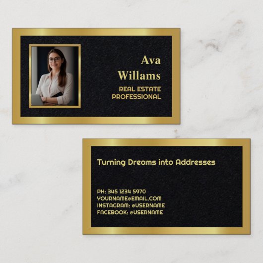 Luxe makelaar Premium Visitekaartje (Voorkant / Achterkant)