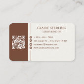 Luxe Makelaar QR-code Modern Visitekaartje Bruin (Achterkant)