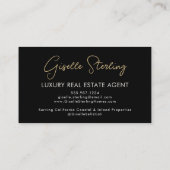 Luxe Makelaar QR Code Zwart Goud Foto  Visitekaartje (Achterkant)