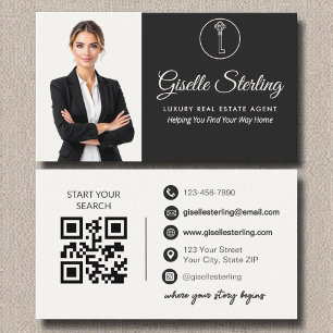 Luxe makelaar witte foto QR-code Visitekaartje