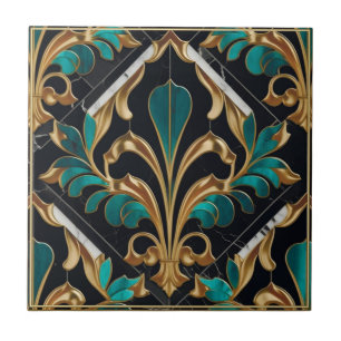 Luxe Malachiet Art Deco Bloem Motief Tegeltje