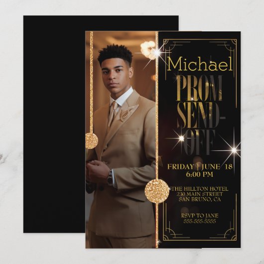 Luxe Male Prom Send Off Impression Afstuderen Kaart (Voorkant / Achterkant)