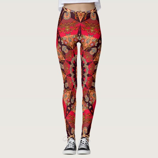 Luxe mandala naadloos, sterrenbloem. leggings (Voorkant)